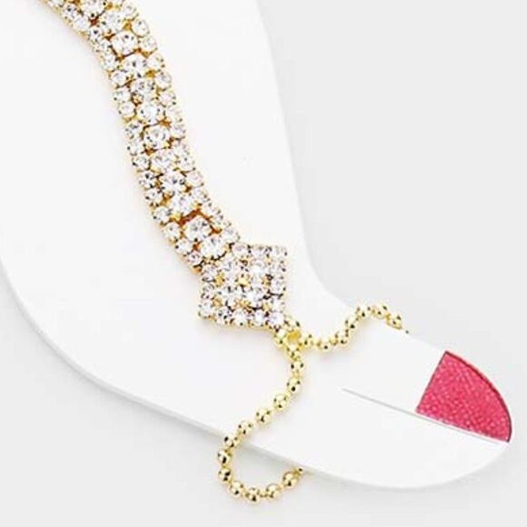 Anklet Clear Rhinestone Gold Net Toe Ring - Picture 3 of 6